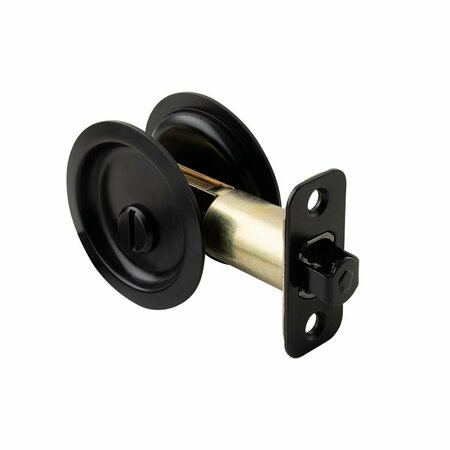 PAMEX Privacy Round Sliding Door Lock with 2-3/8in Backset Standard Matte Black Finish PF2910